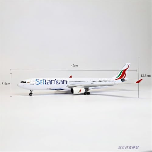 Modelo de avión SriLankan Airlines A330 a escala 1/135 de colección con luz LED 3