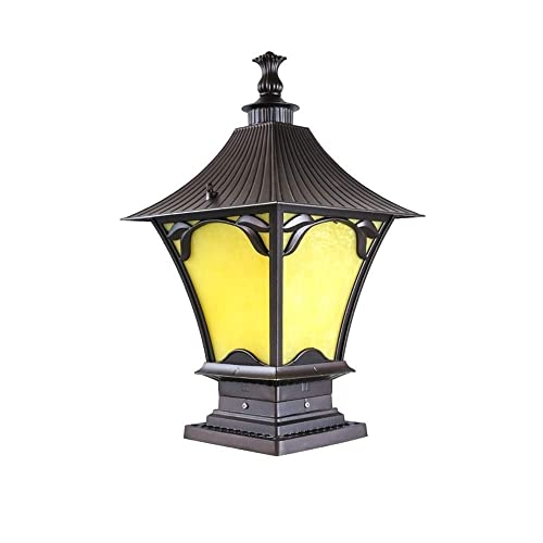 Lampe de colonne pour jardin et clôture étanche antirouille avec abat-jour en verre