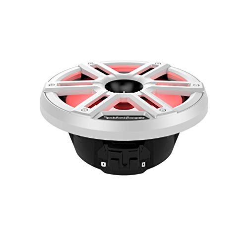 Image of Rockford Fosgate M2-8H Color Optix 8 inch Marine Speakers - White(Pair) | 2-Way Coaxial /Horn Tweeters, Sport and Stainless Grilles Options, Offering Ultra Bright Multicolor LED Lighting Experience