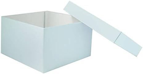 Luxurious Gift Box for Birthdays, Christmas, Weddings or Corporate Gifts Pearlised Gold Square Gift Box 175 x 175 x 105mm (Ice Blue)