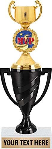Crown Awards MVP Award Trophies, 12.5" Black Swirl Cup Trophy with MVP Torch Theme Figure, Engraving Included Prime