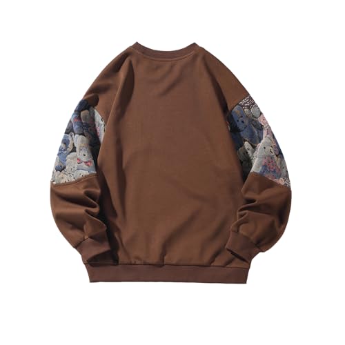 Mens Bear Embroidered Sweatshirt Vintage Patchwork Sweatshirts Long Sleeve Pullover Tops2