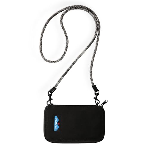 KAVU Go Time Bi-Fold Crossbody Wallet with Rope Strap, Black