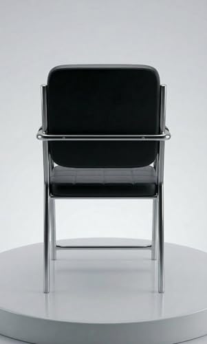 Image of RISHVIA Mid Back Office Visitor Chair with Armrest | Premium Leatherette Seat & Chrome Metal Frame | Comfortable Waiting Room /Office Guest Chair | Modern Ergonomic Design | Black