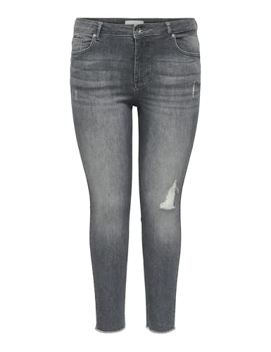 ONLY Carmakoma Jeans Carwilly Reg Skinny ANK Destr Vaqueros Dnm, Dark Grey...