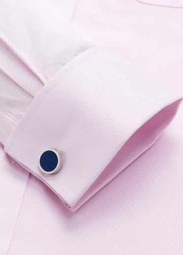 Image of Alimens & Gentle French Cuff Regular Fit Dress Shirts (Cufflink Included) | Office Work,Business Casual,Wedding,Formal Event,Interview,cufflink,Soft,Breathable,Polyester Cotton