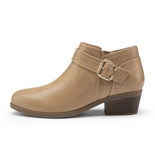 Image of Athlefit Women's Chunky Low Heel Short Ankle Boots