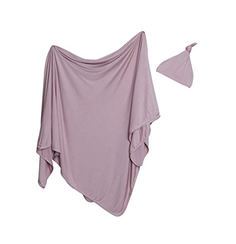 Mima Bebie Stretchy Swaddle Blankets – Newborn Swaddle and Hat Set – Comfortable and Cozy Baby Blanket – Skin-Friendly Fabric – Lovely Colors and Designs – Universal Size (Dusty Rose)