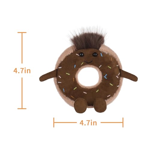 Apricot Lamb Schokoladen Donut Essen Plüschtiere für Kinder, weiche niedliche Kuscheltier für Baby Mädchen und Jungen, Flauschige Donut Essen Rosa 12 cm