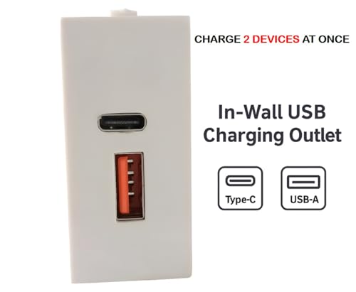 Image of Elements Hub Dual USB Modular Socket Charger | USB-A & USB-C Fast Charging Wall Socket | Universal Modular Switch Board Socket for Mobile, Tablet & Smart Devices | White
