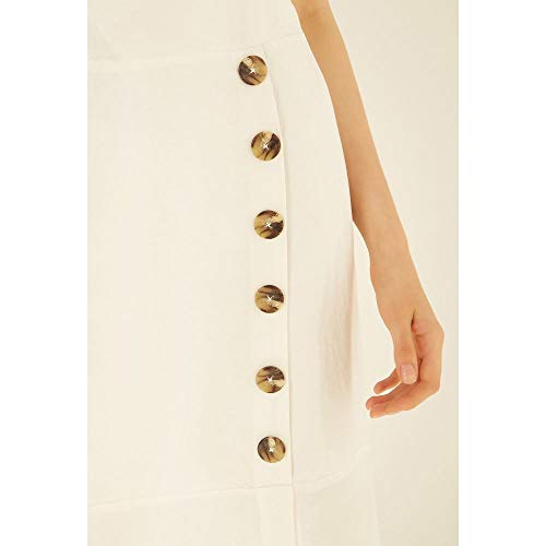 Vestido Linho Botões Saia OFF WHITE/PP