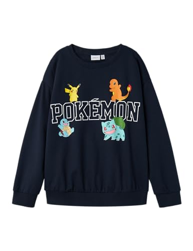NAME IT Nkmday Pokemon Nreg Sweat BRU Noos Sky, Azul Oscuro (Dark Sapphire), 116 para Niños