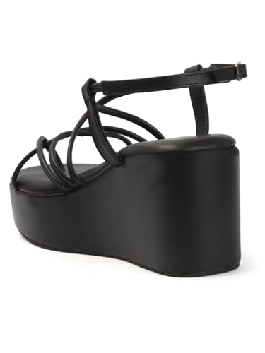 Image of TRYME Women Open Toe Comfort Multi Strap Stylish Daily Wear Wedge Heel Sandals