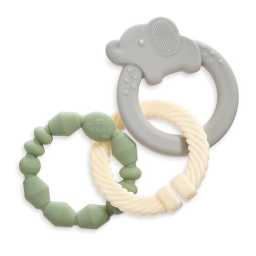 Image of Itzy Ritzy - Itzy Loops Sensory Teether; Includes 2 Silicone Rings and 1 Link (Elephant)