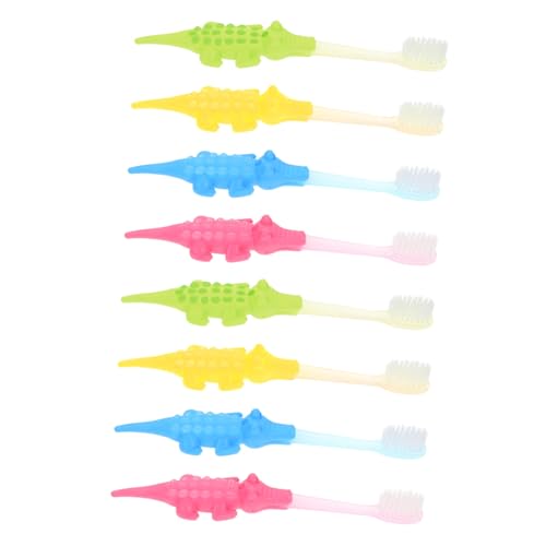 GANAZONO 8 piezas Cepillos de Dientes Manuales Infantiles con Cerdas Suaves para Mango Ergonómico para Fácil Agarre Cuidado Oral y Masaje de Encías Paquete de Unidades Colores Surtidos