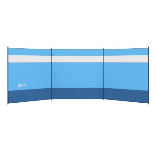 Outsunny Cortaviento Camping 4 Postes para Playa Caravana 440x140cm Azul