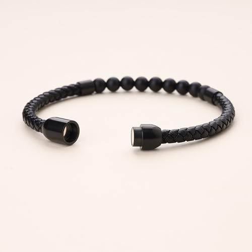 Pulsera de cuero con piedras para hombre COAI miniatura 5