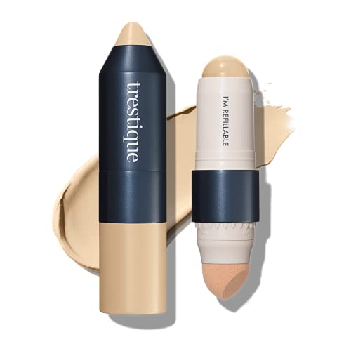 Trestique Foundation Stick, Refillable Foundation Face Stick With Built-In Foundation Sponge, Clean Beauty Medium Coverage Foundation, Sustainable Foundation Makeup #TOP1