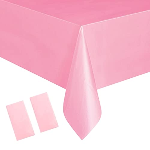 YAAVAAW 2 pièces 137 * 274cm Rose Nappes Jetable,Rectangulaire Imperméables Nappe Plastique Décoration de Table pour Anniversaire,Fêtes,Mariages,Pique-niques,Halloween,Noël,Jardin Extérieur