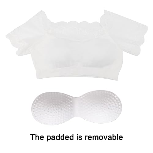 Image of DRESHOW Lace Bralette Tank Tops Wireless Bra Lace Crop Top Removeable Pads Yoga Sports Bra Undershirt for Women & Teens