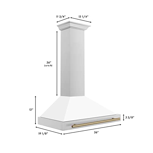 Zline Kitchen And Bath KB4STZ-WM36-CB Zline 36 Inch Autograph Edition Stainless Steel Range Hood With White Matte Shell And Champagne Bronze Accents thumb #6