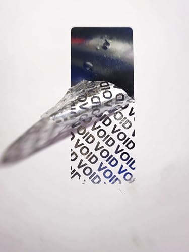 Image of Tamper Evident Void Hologram Sticker Rectangular 50mm X 20mm Silver Color | 10 Sheets of 21 Stickers Each with Void Seal Security Feature Stickers (Pack of 210)
