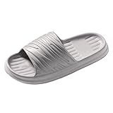 Flats Slides for Women and Men, Platform Slides Slippers, Non-Slip Bottom Lightweight Shower Shoes for Indoor & Outdoor Grey, 8.5