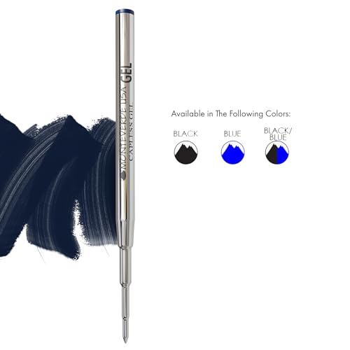 Monteverde USA Capless Gel Refill to Fit Montblanc Ballpoint Pens - Medium Point, Blue/Black (2 Pack) (M432BB) - Thumbnail 2