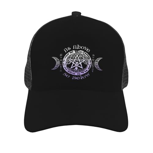 Wiccan Pagan Witch Tripple Moon Pentagram Unisex Mesh Baseball Caps - Classic Adjustable Hat3