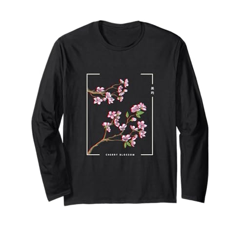 Japanese Aesthetic Vaporwave Cherry Blossom Glitch Anime Long Sleeve T-Shirt
