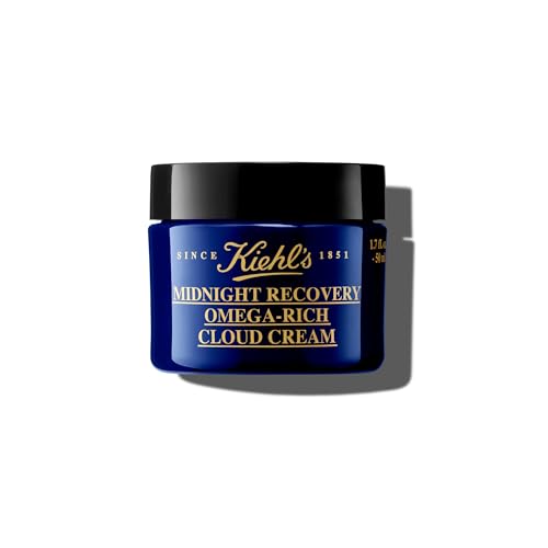 Kiehl's Midnight Recovery Omega Rich Botanical Night Cream, Overnight Renewing Face Moisturiser, Plumps & Replenishes Skin Barrier, with Omega Oils & Fatty Acids, Lavender Scent, 50Ml