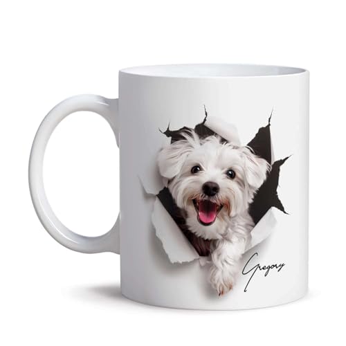 Personalized Funny Maltese Dog Coffee Cup, Custom Name White Mug ...