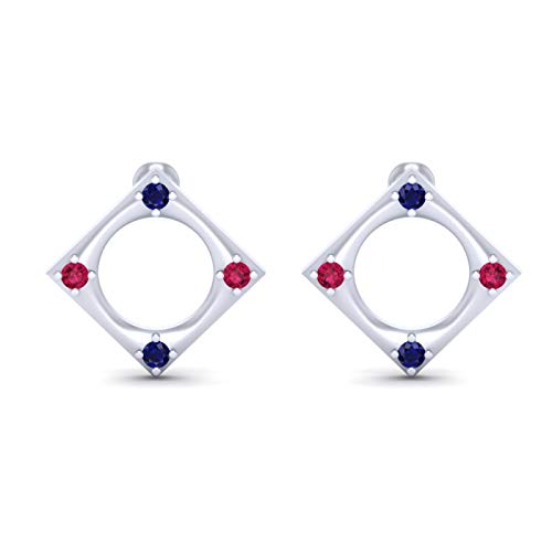 Pendientes de plata de ley 925 maciza con diseño geométrico cuadrado y circonita cúbica