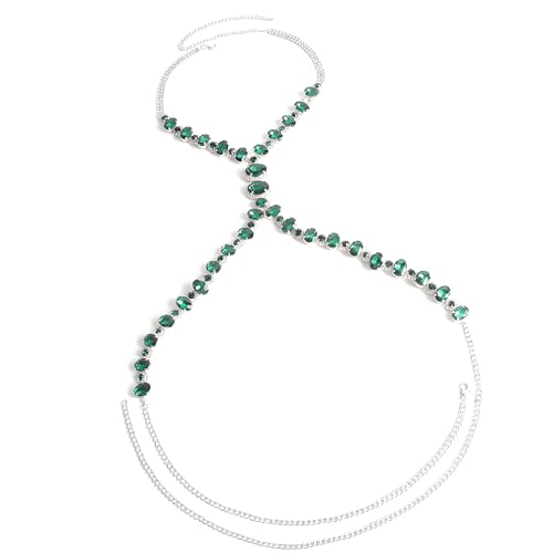 Collar metálico con piedras facetadas para novias y joyas corporales elegantes
