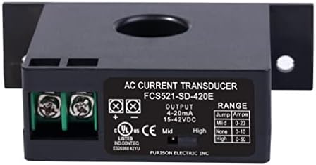 Current Transmitter, FCS521-SD-420E Current Transducer Transmitter Transformer Sensor AC Current Converter 0-50A