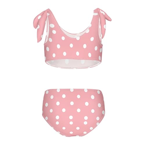 KLL White Polka Dot Red Background Girls' 2 Piece Bikini Set Beach Swimsuit Swimwear Cute Shoulder Strap2