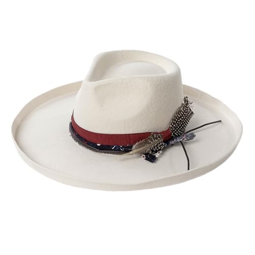 Chapeau haut de forme Homburg en laine blanche style victorien et chic rétro