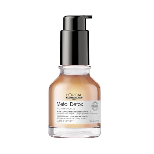 L’Oréal Professionnel, Aceite Concentrado, Tipo de Cabello, Pelo Seco, Apagado, Dañado o Teñido, Protector Térmico, Cabello Más Fuerte y Nutrido, Detiene la rotura, Metal Detox, 50 ml