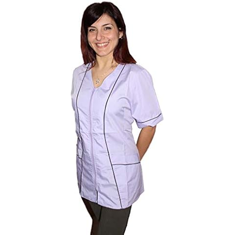 Peter's abiti da lavoro Camisas de trabajo para mujer con cremallera, Lila XS Cover