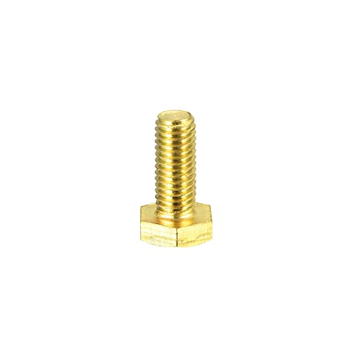 Image of uxcell Brass Hex Bolts, M8x20mm 1pcs Fully Thread Grade 4.8 Solid Brass Hexagon Head Bolt Machine Screws for Machinery