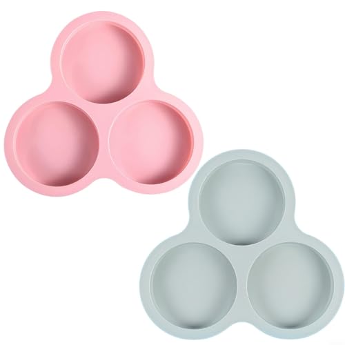 Silicona para freidora de aire para huevo para molde 3 cavidades reutilizable accesorio de cocina para desayuno rápido compatible con freidoras de aire y hornos (rosa + gris)