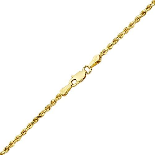 アクセサリー 10K Gold Rope Necklace 51cm 2mm Amazon.com: LoveBling 10K Yellow Gold 2mm 18