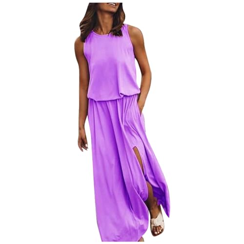 Robe longue fendue sans manches idéale pour vos soirées d'été et balades face à la mer