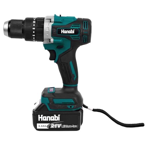 HANABI Parafusadeira Furadeira de Impacto 13mm BRUSHLESS Sem Escova 21V Kit com 2 Baterias de 4.0Ah