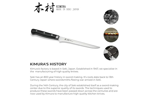 Image of Kimura Fillet Knife, [Made in Japan], 6 inch Boning Chef Knife, Ultra Sharp High Carbon Molybdenum Stainless Steel Kitchen Knives, Chefs Knife with Ergonomic Handle - Japanese Fish Knife