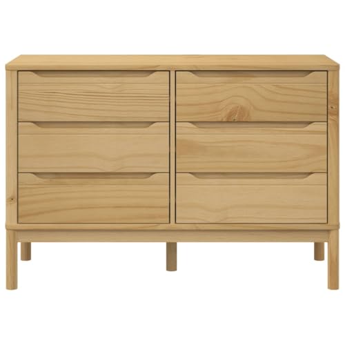 Cómoda de madera maciza Floro con 6 cajones en marrón cera para dormitorio 6