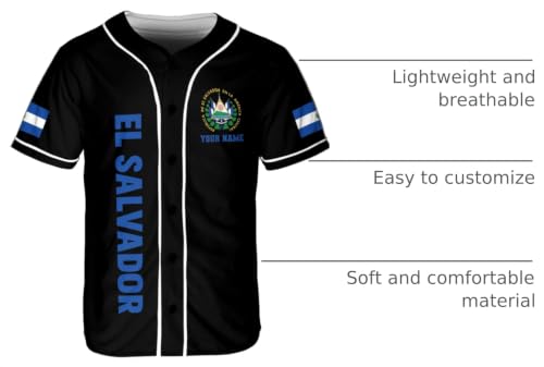 Parvii Personalized El Salvador Baseball Jersey - Camiseta orgullosa de El Salvador para hombre miniatura 4