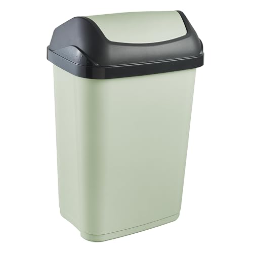 Keeeper Swantje Mülleimer mit Schwingdeckel, Polypropylen, 25 l, 33,5x25,5x53,5 cm, Soft Green – Ansicht 2