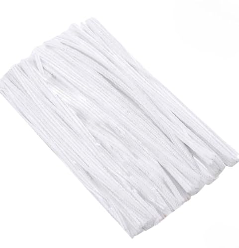 Image of White Pipe Cleaners, 30 cm, 100 Pieces, for Arts and Crafts, DIY Projects