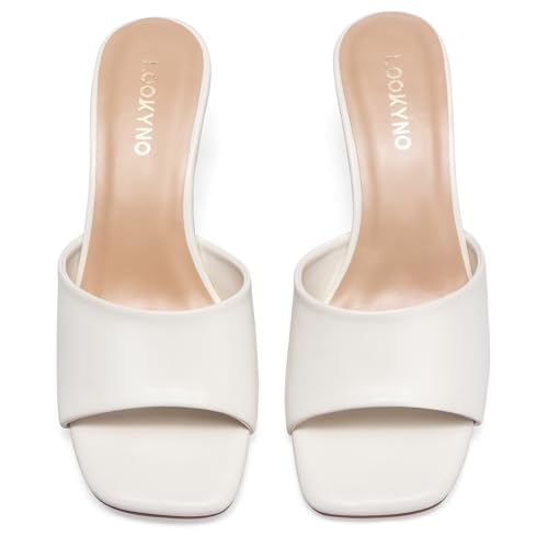 Womens Kitten Heel Sandals Square Open Toe Mules 2.3 Inch Stiletto Heeled Sexy Slip On Sandals for Party Casual4